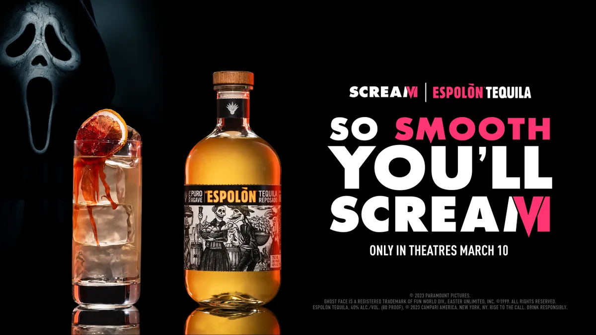 Espolòn Tequila featured in an ad with Scream's Ghostface killer.