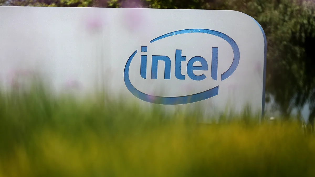 Intel logo outside headquarters