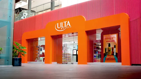 An orange and pink Ulta Beauty storefront.