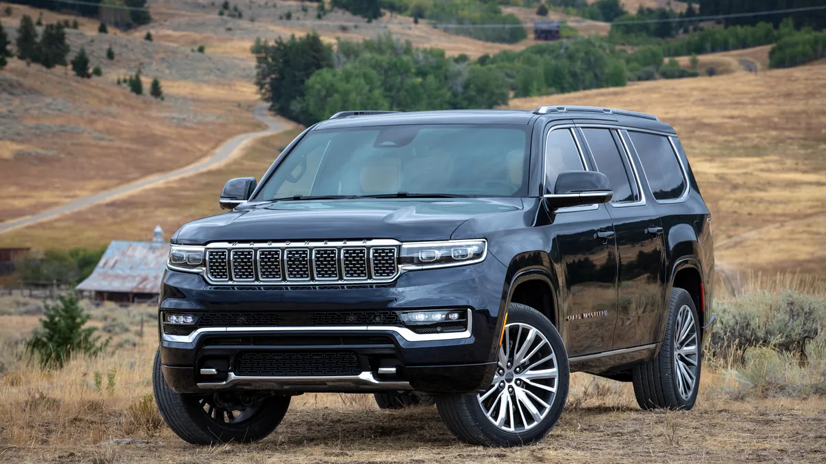 A black 2023 Jeep Grand Wagoneer SUV.