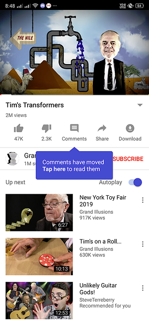 YouTube comment hide test