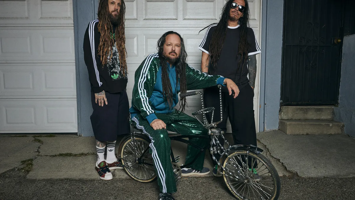 Korn wearing the Korn Adidas collection.