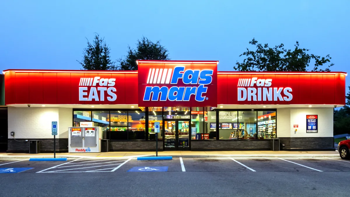 A photo of the exterior of a Fas Mart.