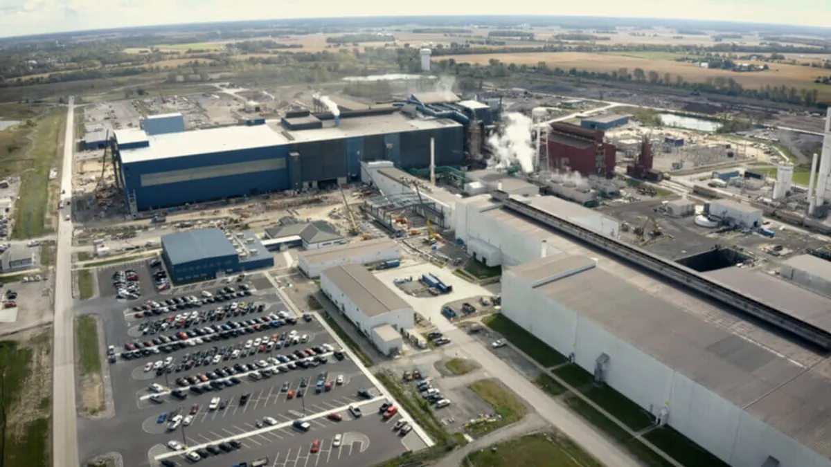 An aerial view of North Star BlueScope Steel's production site in Delta, Ohio.