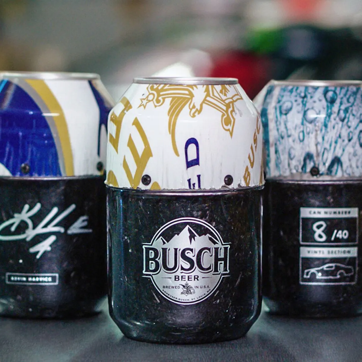 Busch turns race car into beer cans for Twitter trivia contest