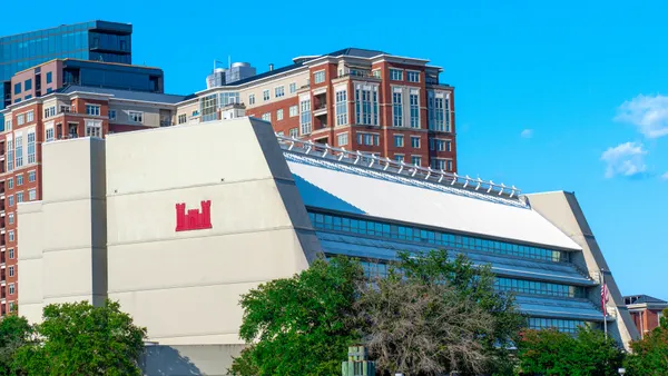 View of the Army Corp of Engineers Building in Norfolk as seen from the Elizabeth River