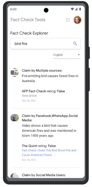 Google Fact Check Explorer