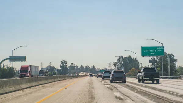 Cars on a highway in Caliofornia.