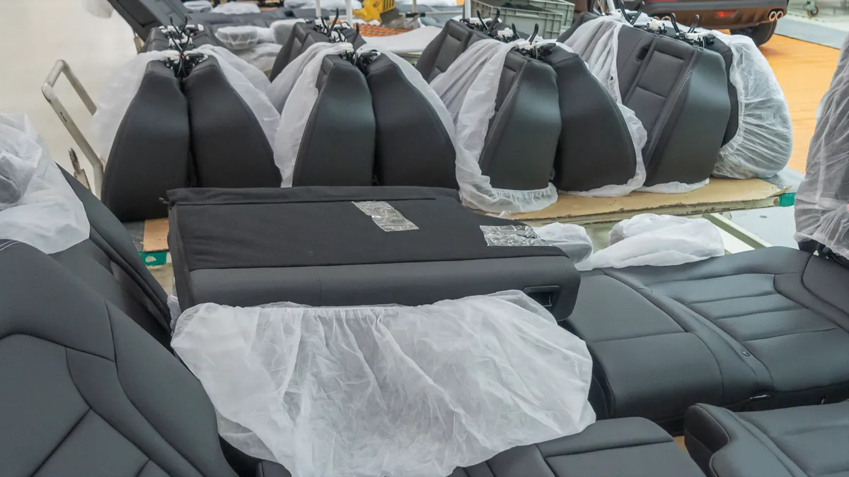 Car seats in the warehouse in a warehouse