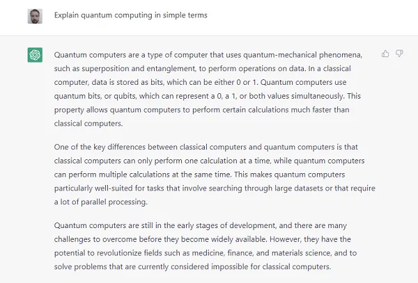 ChatGPT example