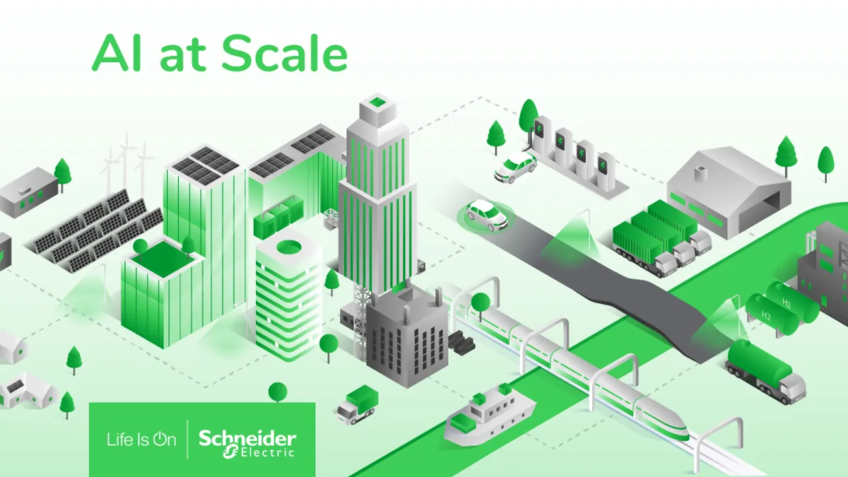 An artistic rendering of how AI can be deployed at scale in buildings