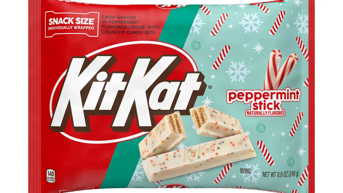 A package of KitKat Peppermint Stick candy