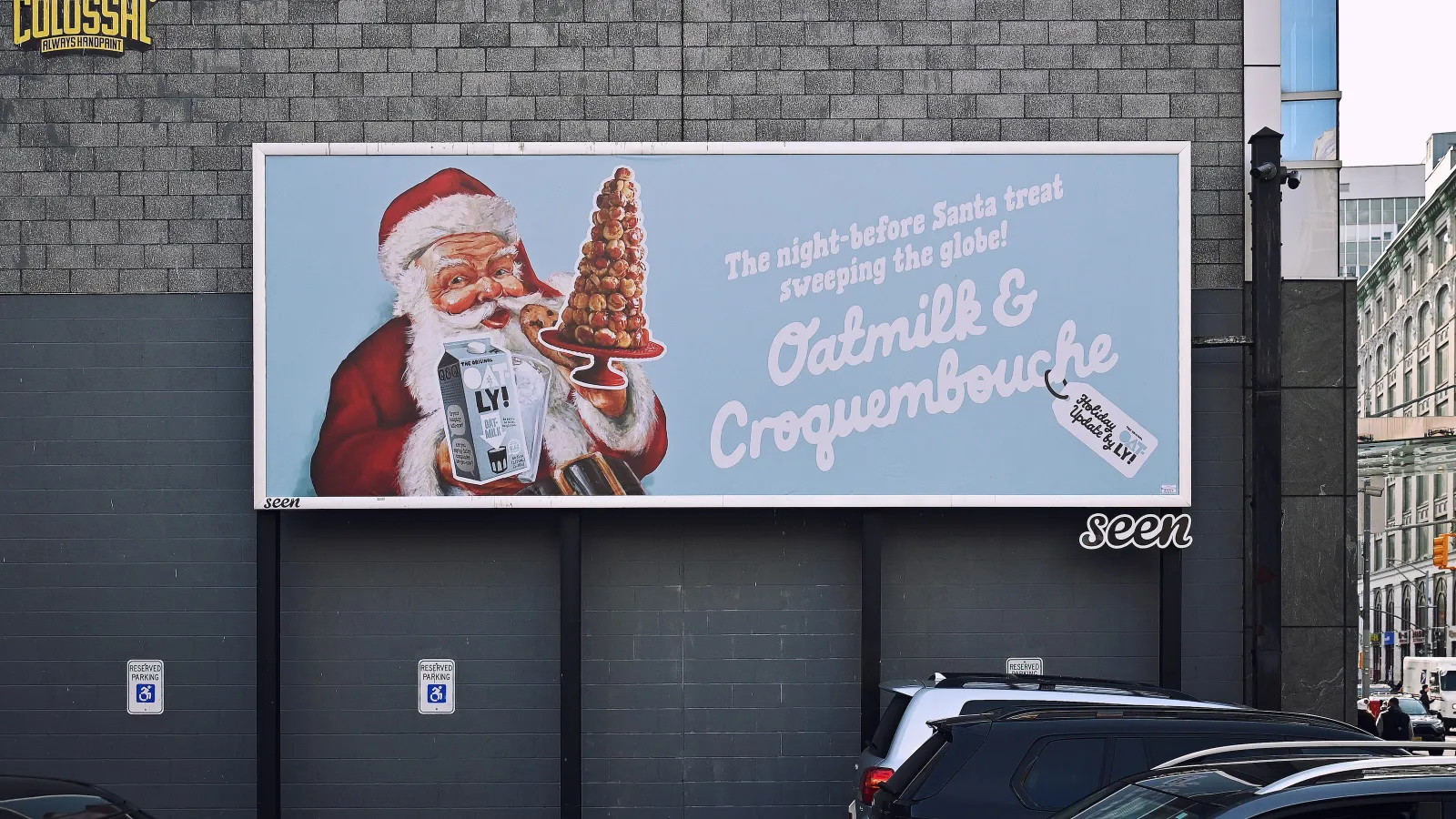 Oatly holiday OOH ad