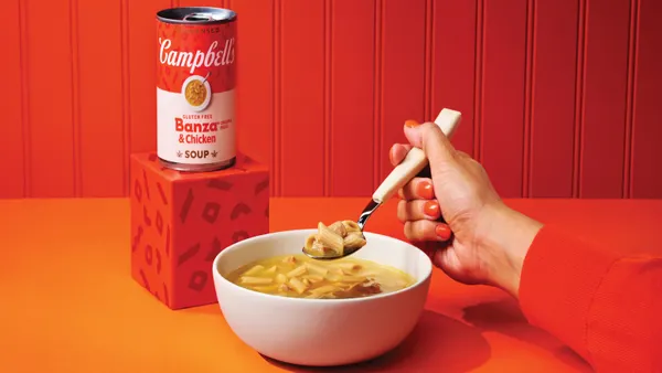 A can of Campbell’s and Banza's gluten-free condensed chicken noodle soup