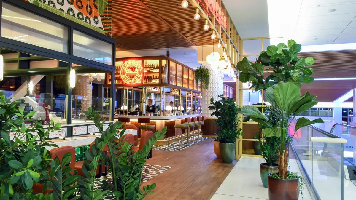 Upper level of an indoor food hall