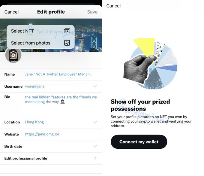 Twitter NFT display