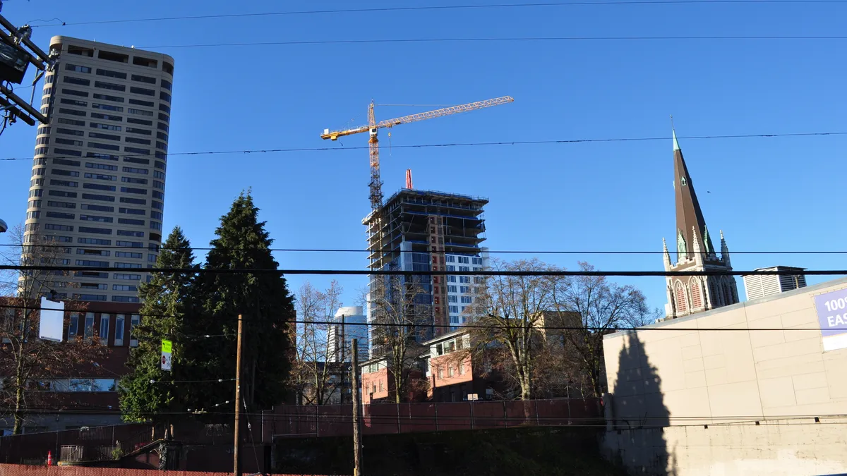 A construction crane in Seattle