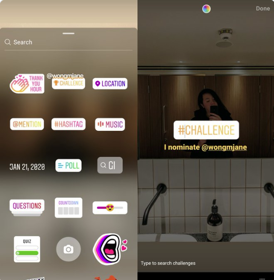 Instagram challenge sticker