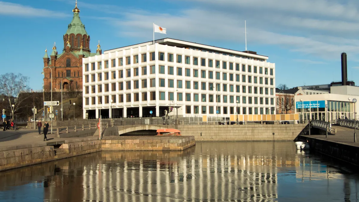 Wide shot of Stora Enso's headquarters in Finland.