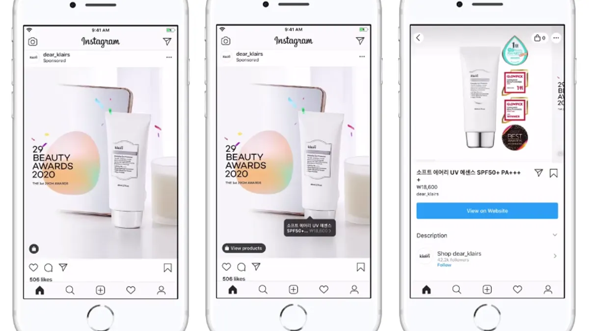 Instagram product tags in ads