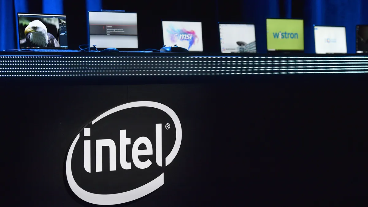 Laptop computers are displayed during an Intel press event for CES 2020 at the Mandalay Bay Convention Center on January 6, 2020 in Las Vegas, Nevada.