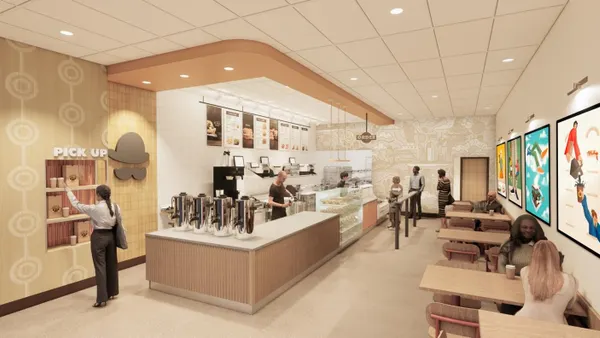 A rendering of a bagel shop.