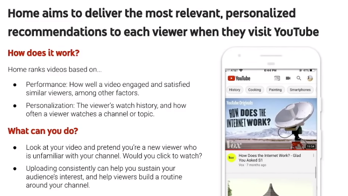 YouTube video recommendations guide