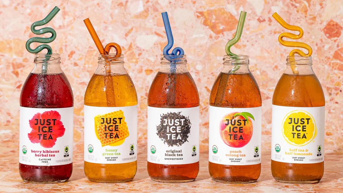 Bottles of Just Ice Tea.