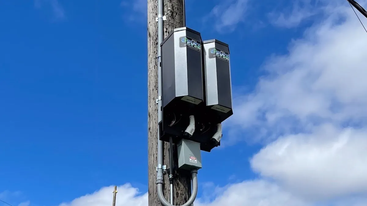 Seattle EV chargers on utility poles.