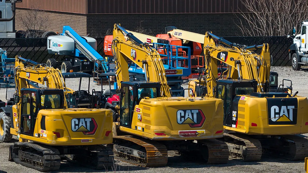 Caterpillar equipment at an equipment rental store