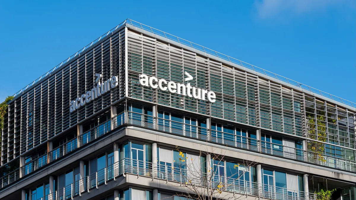 The facade of the French headquarters of Accenture in Paris on Nov. 15, 2023.
