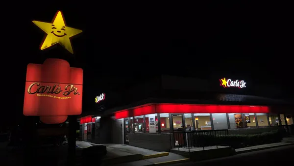 a nighttime image of a Carl's jr