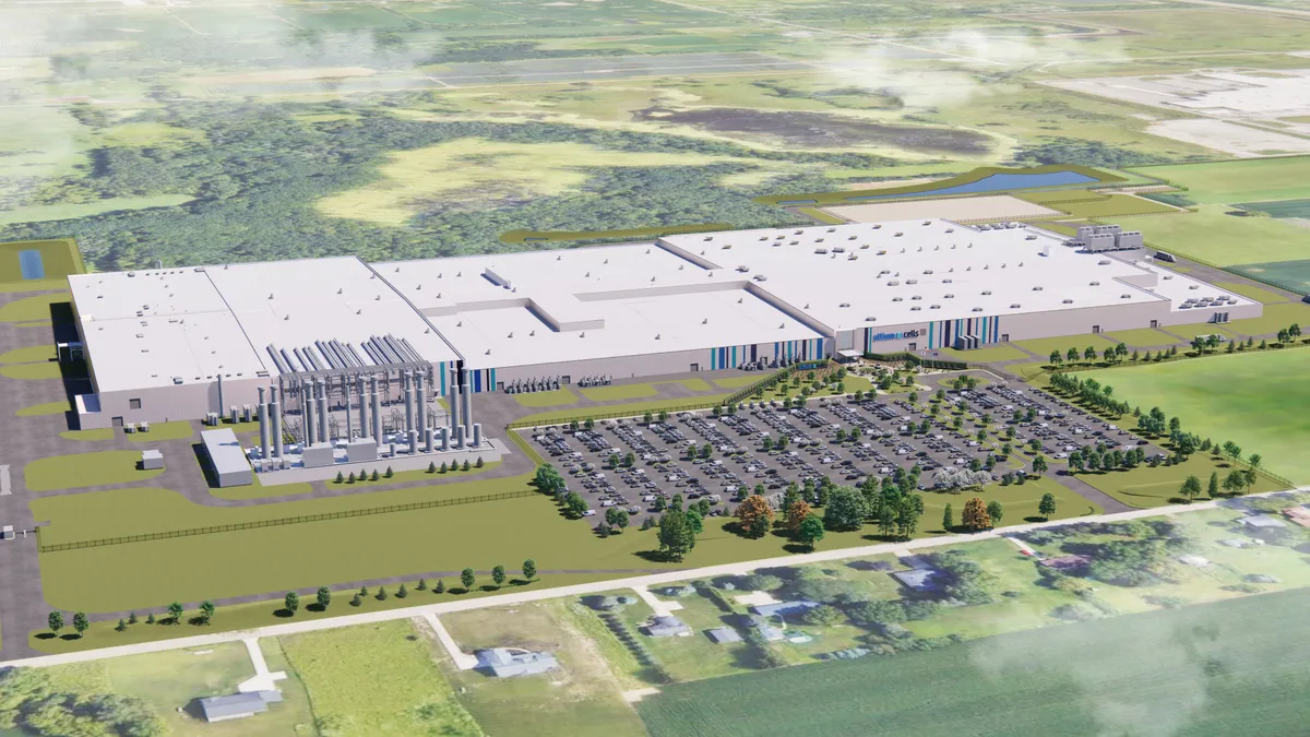 Early conceptual rendering of Ultium Cells' manufacturing facility in Lansing, Michigan