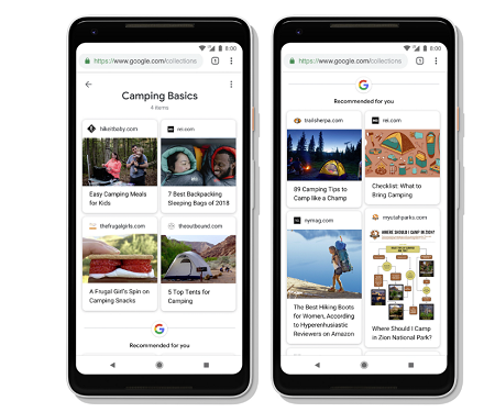 Google's updated Collections layout