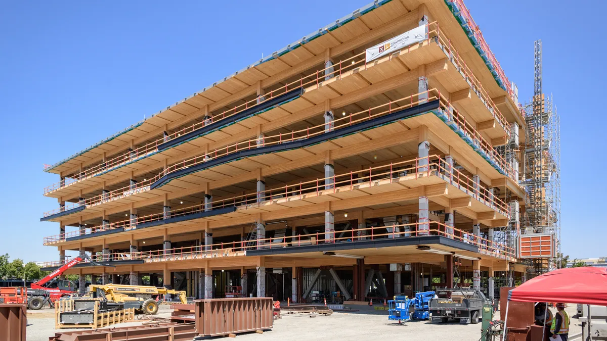 XL Construction is erecting a mass timber office building for Google at Moffett Park in Sunnyvale, California