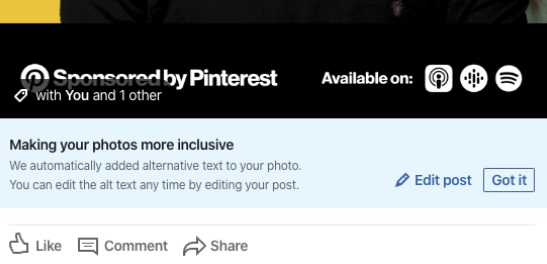 LinkedIn alt text notification
