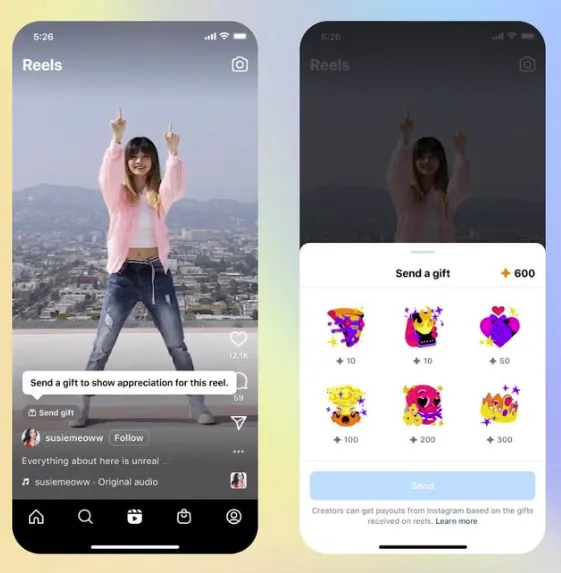 Gifts in IG Reels