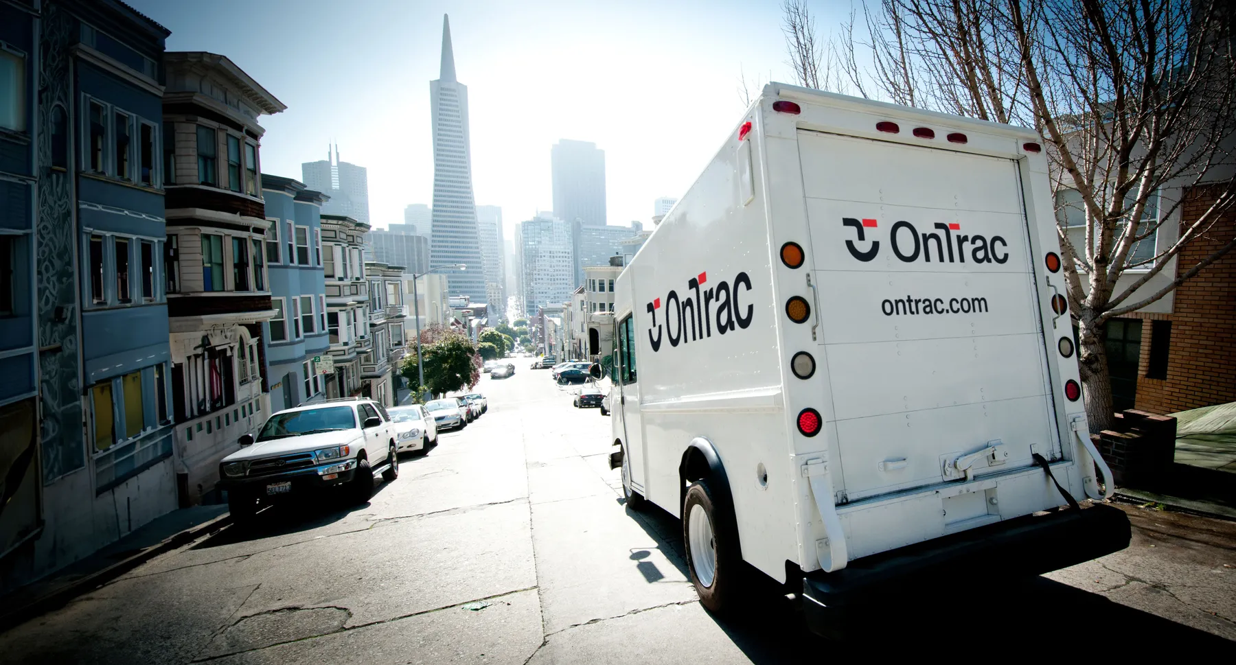 An OnTrac delivery vehicle.