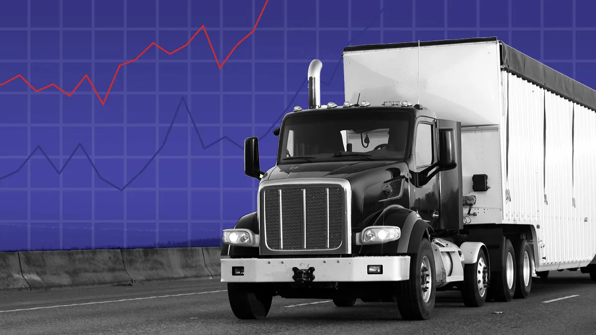 A truck on a road with a graph overlay