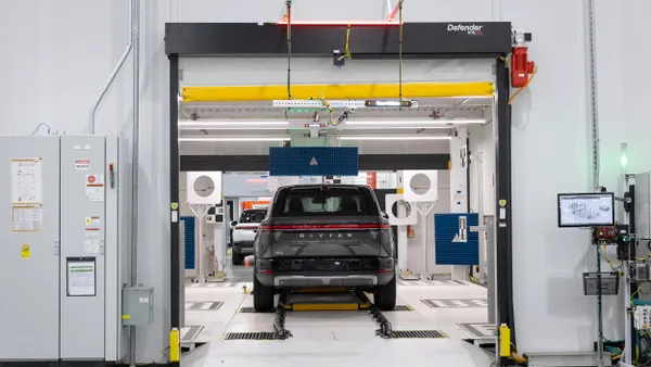 Rivian R2 SUVs go through the final assembly and inspection process May 19, 2026 at the plant in Normal, Illinois.
