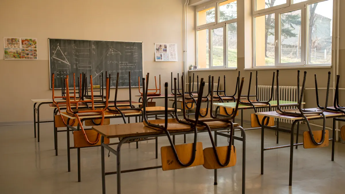 Photo of empty classroom in school