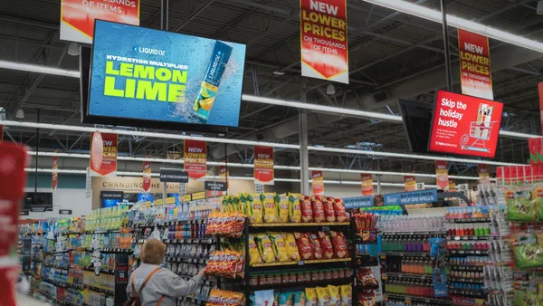 Digital screens inside a store.