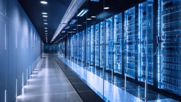 Racks of servers in a data center.