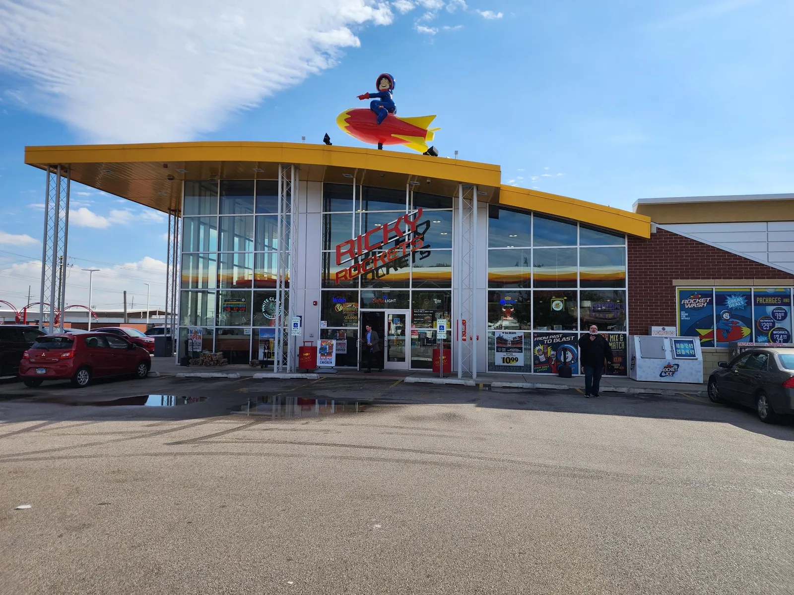 A photo of the exterior of a Ricky Rockets store.