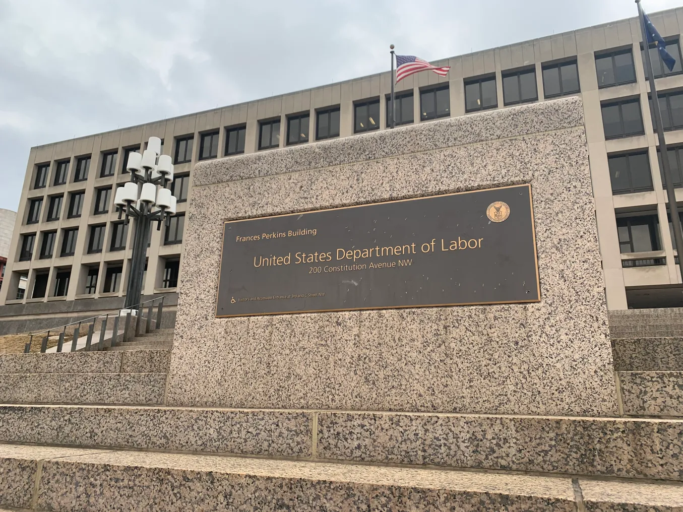 A U.S. Department of Labor sign is see outside the agency.