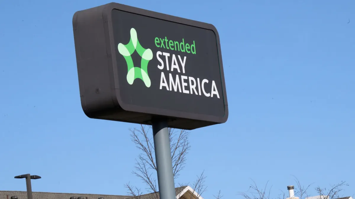 A sign for an Extended Stay America hotel.