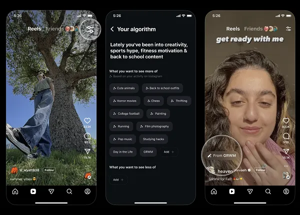 Instagram Tests Reels Algorithm Control Options