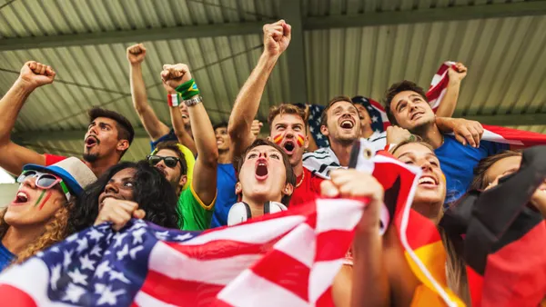 Soccer fans holding country flags