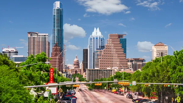 Austin, Texas, USA downtown cityscape on Congress Ave