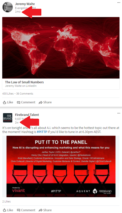 A LinkedIn post about an event